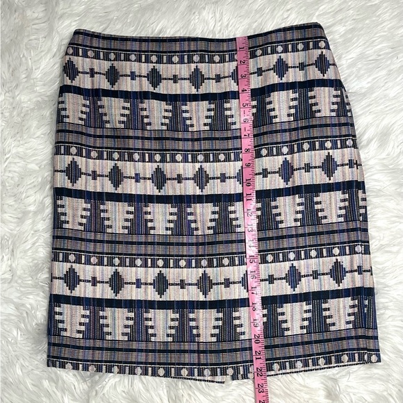 Ann Taylor Women's Pencil Skirt Blue Aztec Geometric Print Lined - Picture 12 of 12